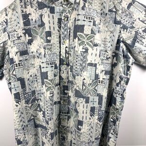 Go Barefoot Hawaiian Shirt 2XL USA Made 100% Cotton Blue Green Aloha Tropical